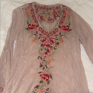 Johnny Was Multicolor Embroidered Top